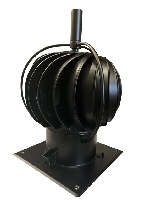 Schoorsteenkap RVS Zwart 150mm Kantelbaar en lagers aan de buitenkant
